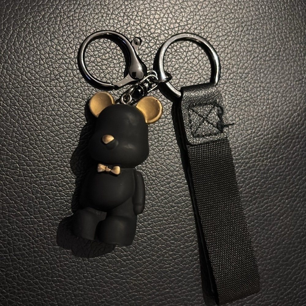 Aduance Black and Gold Bear Keychain bag charm